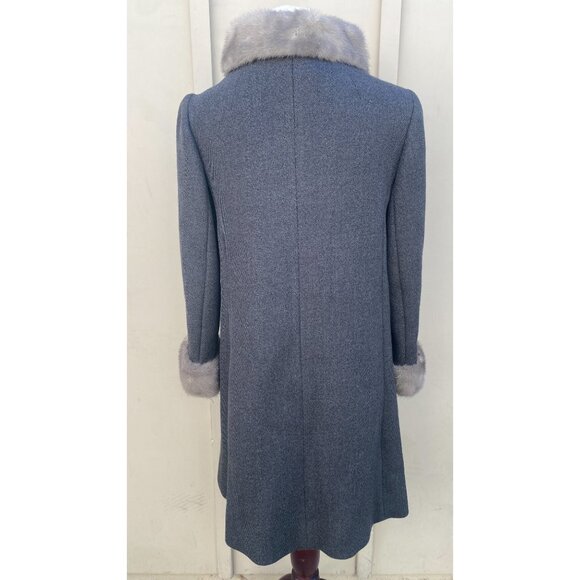 Vintage 50s 60s Townley Kaufman's Coat Jacket Stevens Hockanum Fur Trim Gray - Picture 10 of 15